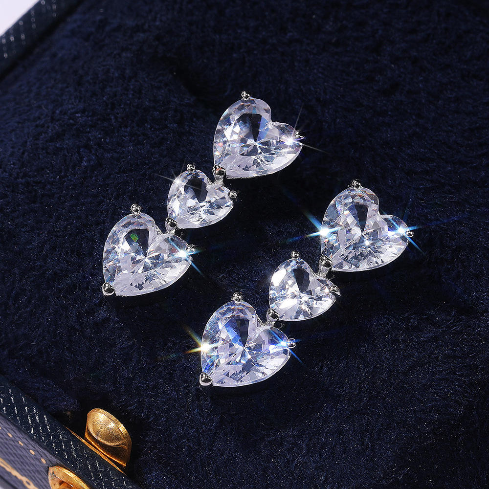 Heart Shape 3A Zircon Platinum Plated set Necklace, Earrings and Ring