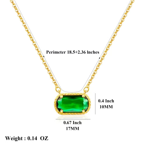 18k Gold Plated Pendant for Women Girls Ladies Trendy Cute Birth Stone Gemstone Necklace