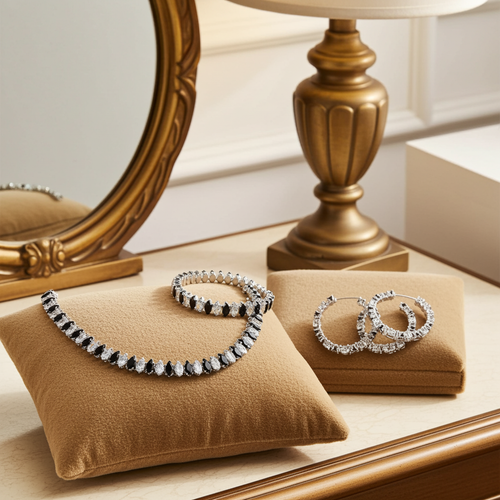 Load image 1 in gallery view. Customized Four-Piece Fine Jewelry Set Full Diamond Zircon Open Collar Style Gold Oval Zircon Earrings Bracelet Necklace