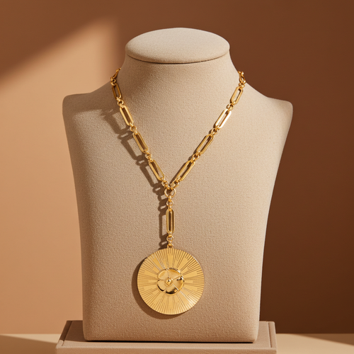 Load image 1 in gallery view. Modern Classic Compass Flower Camellia Pendant Necklace
