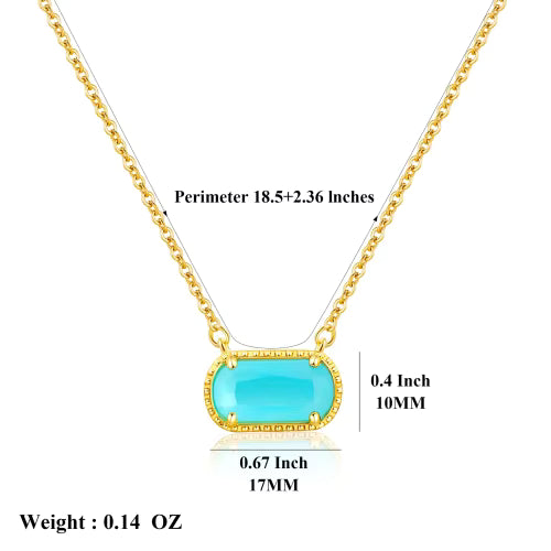 18k Gold Plated Pendant for Women Girls Ladies Trendy Cute Birth Stone Gemstone Necklace