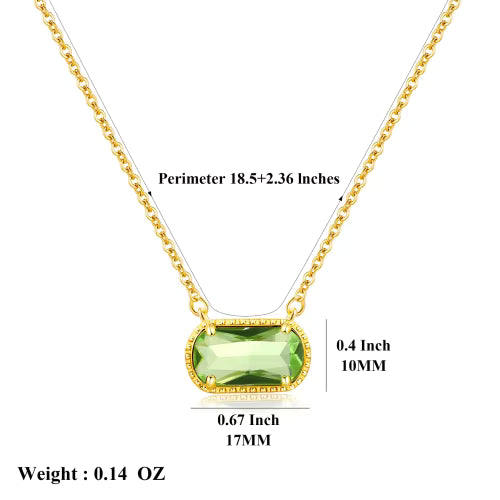 18k Gold Plated Pendant for Women Girls Ladies Trendy Cute Birth Stone Gemstone Necklace