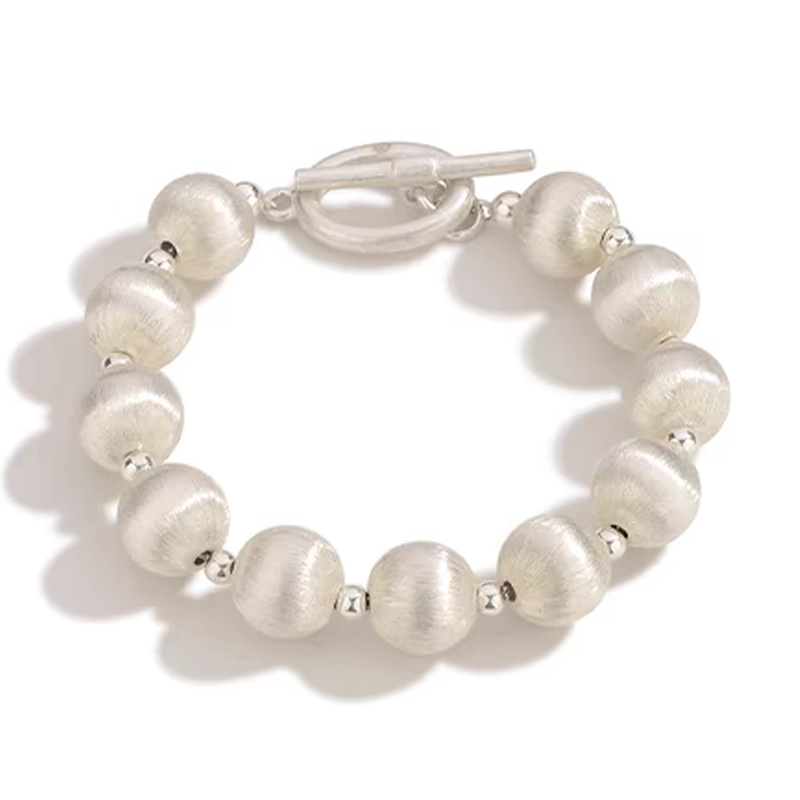 Classic Tibetan Sterling Silver Round Charm Beads, Bracelet for Woman Wedding, Anniversary Gift