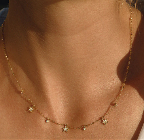 Load image 1 in gallery view. 18K Gold Stainless Steel Rhinestone Cross Crystal Cup Small Pendant Clip Bead Chain Necklaces