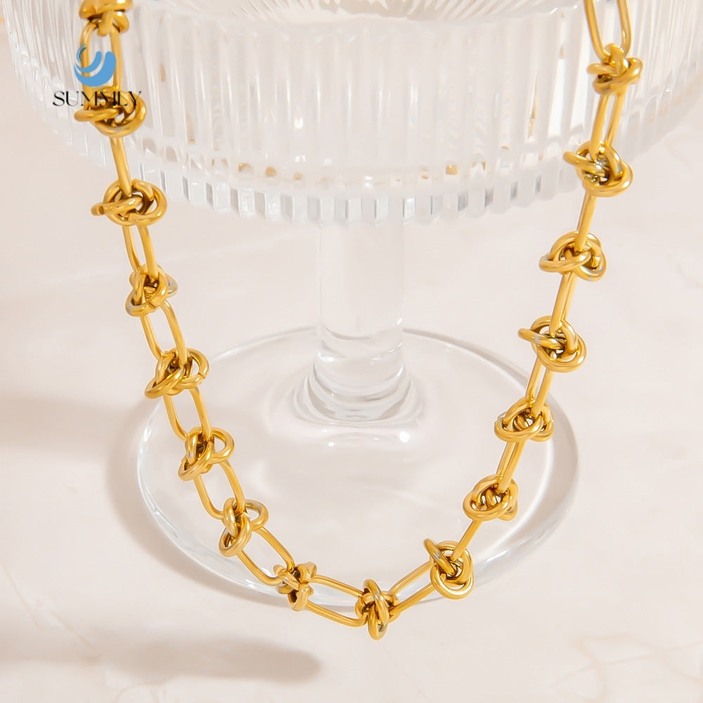 18K Gold Plated  Vintage Unisex Tarnish-Free Link Chain Necklaces
