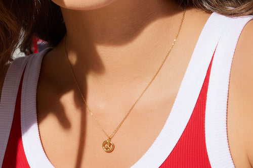 Load image 1 in gallery view. 18K Gold Plated Stainless Steel Necklace Fun Food Croissant Pretzel Heart Pendant Necklace