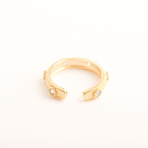 Load image 1 in gallery view. 18K Gold Brushed Snowflake Zircon Ring | Elegant Women’s Jewelry