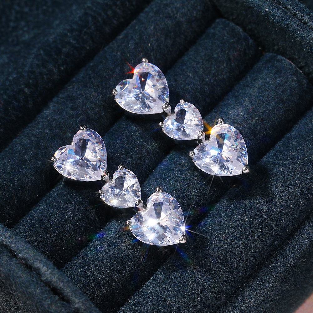 Heart Shape 3A Zircon Platinum Plated set Necklace, Earrings and Ring