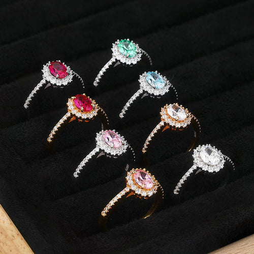 Load image 1 in gallery view. 925 Sterling Silver Ruby Sapphire Ring – Simulated Gemstone Promise Wedding Anniversary Ring for Women