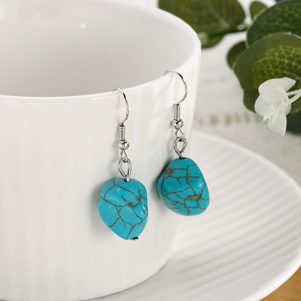 2 Pcs Vintage boho Turquoise Necklaces Set for Women Party