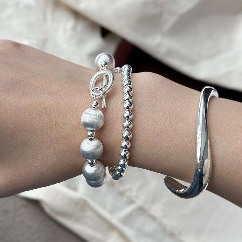 Classic Tibetan Sterling Silver Round Charm Beads, Bracelet for Woman Wedding, Anniversary Gift