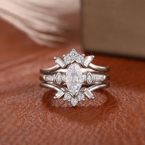 Load image 1 in gallery view. 3Pcs Sets Silver Couple Rings