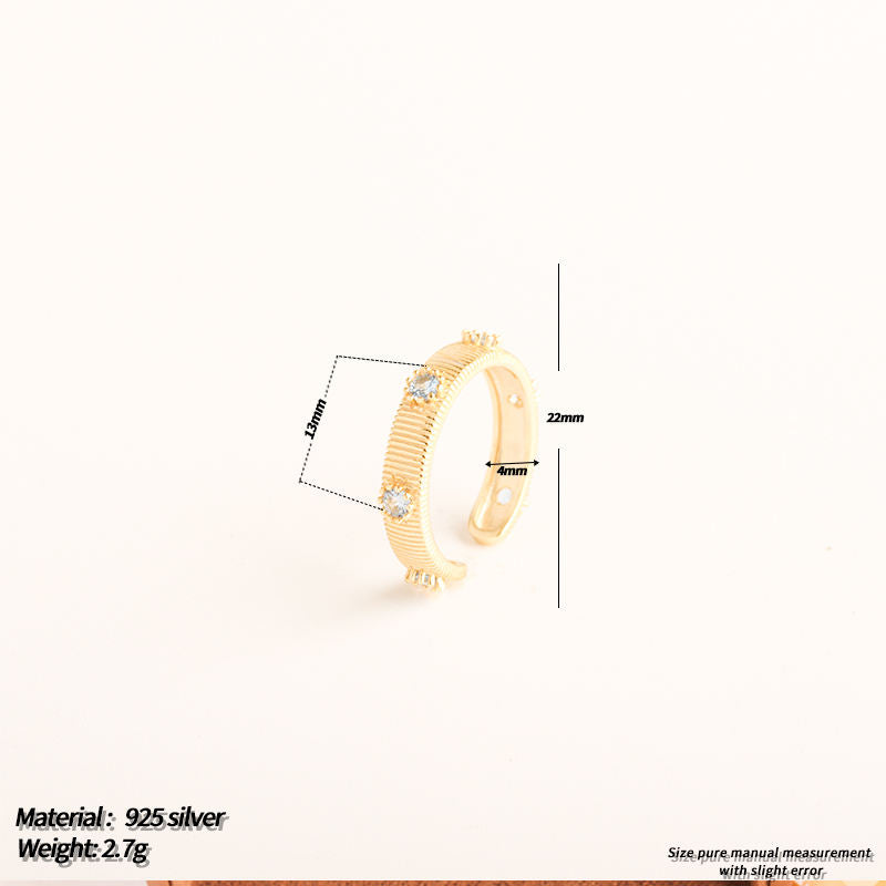 18K Gold Brushed Snowflake Zircon Ring | Elegant Women’s Jewelry