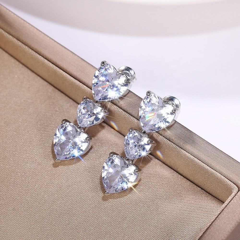Heart Shape 3A Zircon Platinum Plated set Necklace, Earrings and Ring