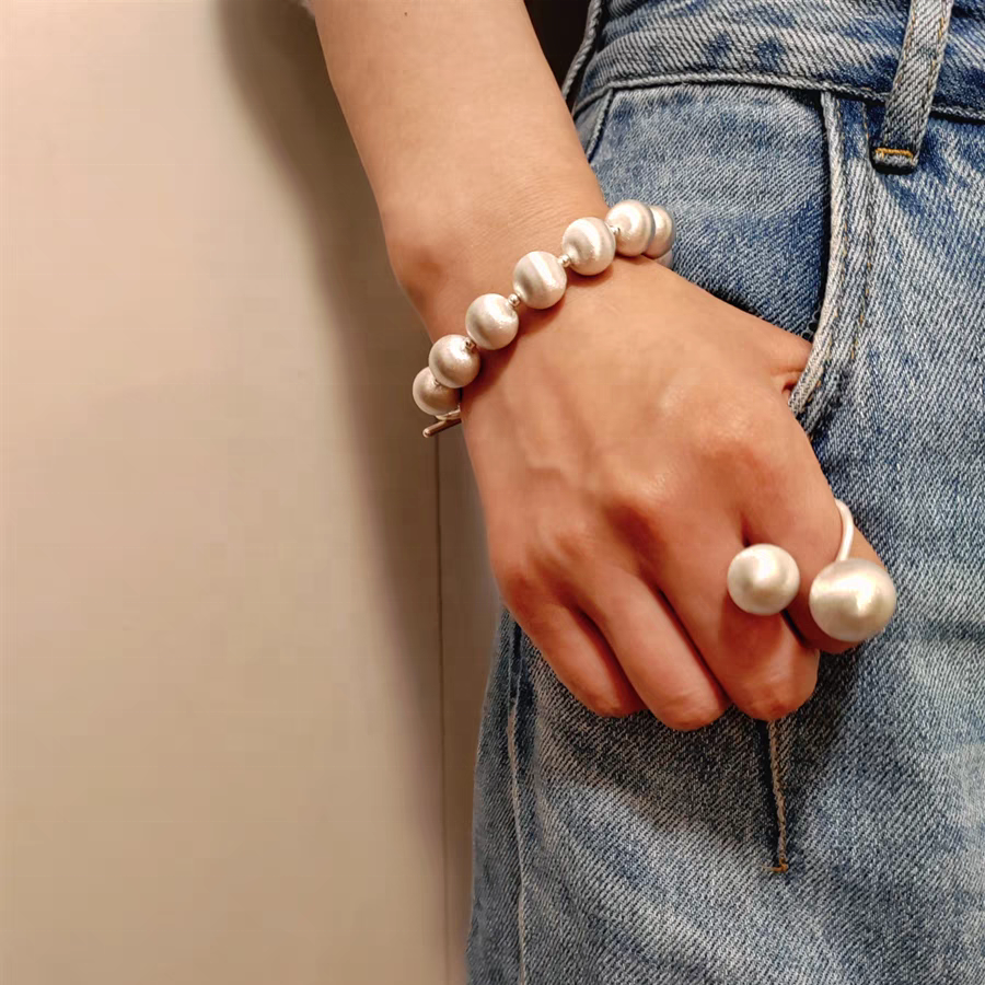 Classic Tibetan Sterling Silver Round Charm Beads, Bracelet for Woman Wedding, Anniversary Gift