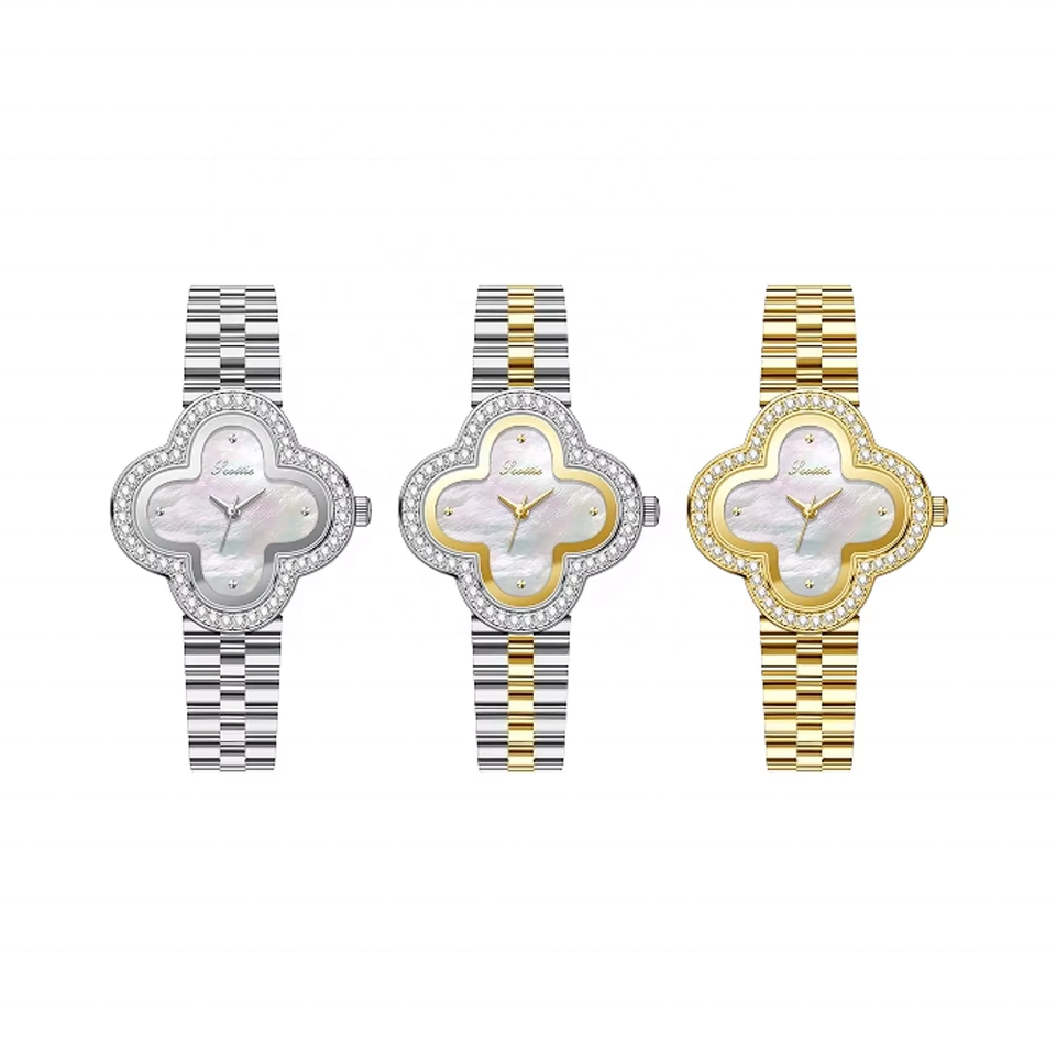 Scottie 9758 Luxury Flower Dial Quartz Watch Stainless Steel Band 20BAR Waterproof