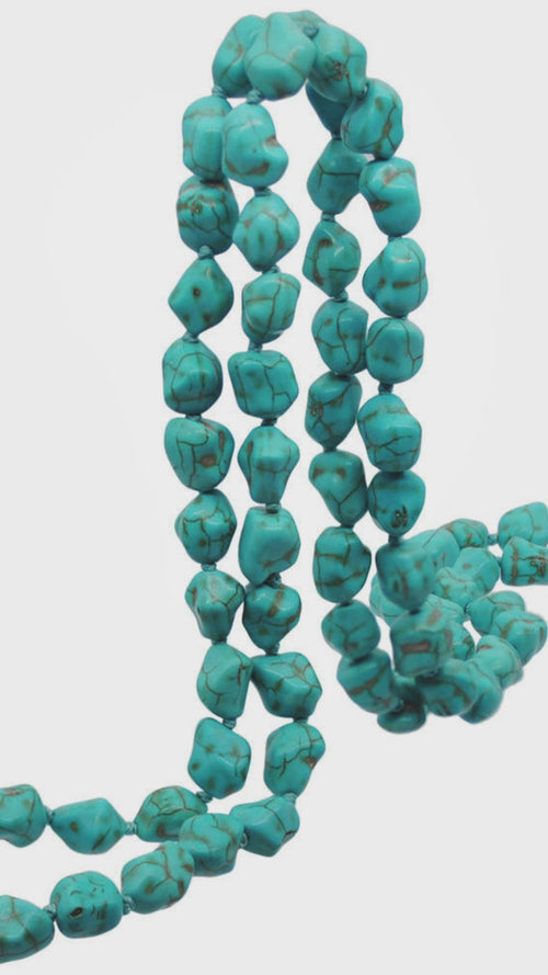 Load image 1 in gallery view. Turquoise Bead Necklace & Earrings Set - Handmade Boho Jewelry