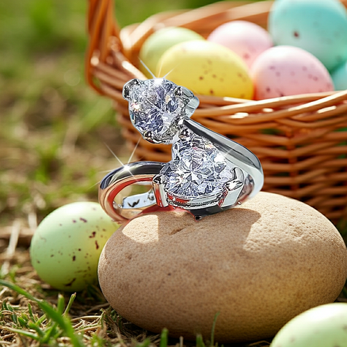 Load image 1 in gallery view. Heart Shape 3A Zircon Platinum Plated set Necklace, Earrings and Ring