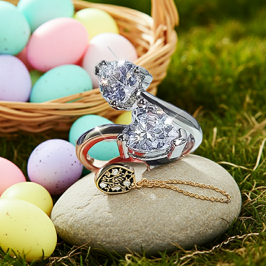 Heart Shape 3A Zircon Platinum Plated set Necklace, Earrings and Ring