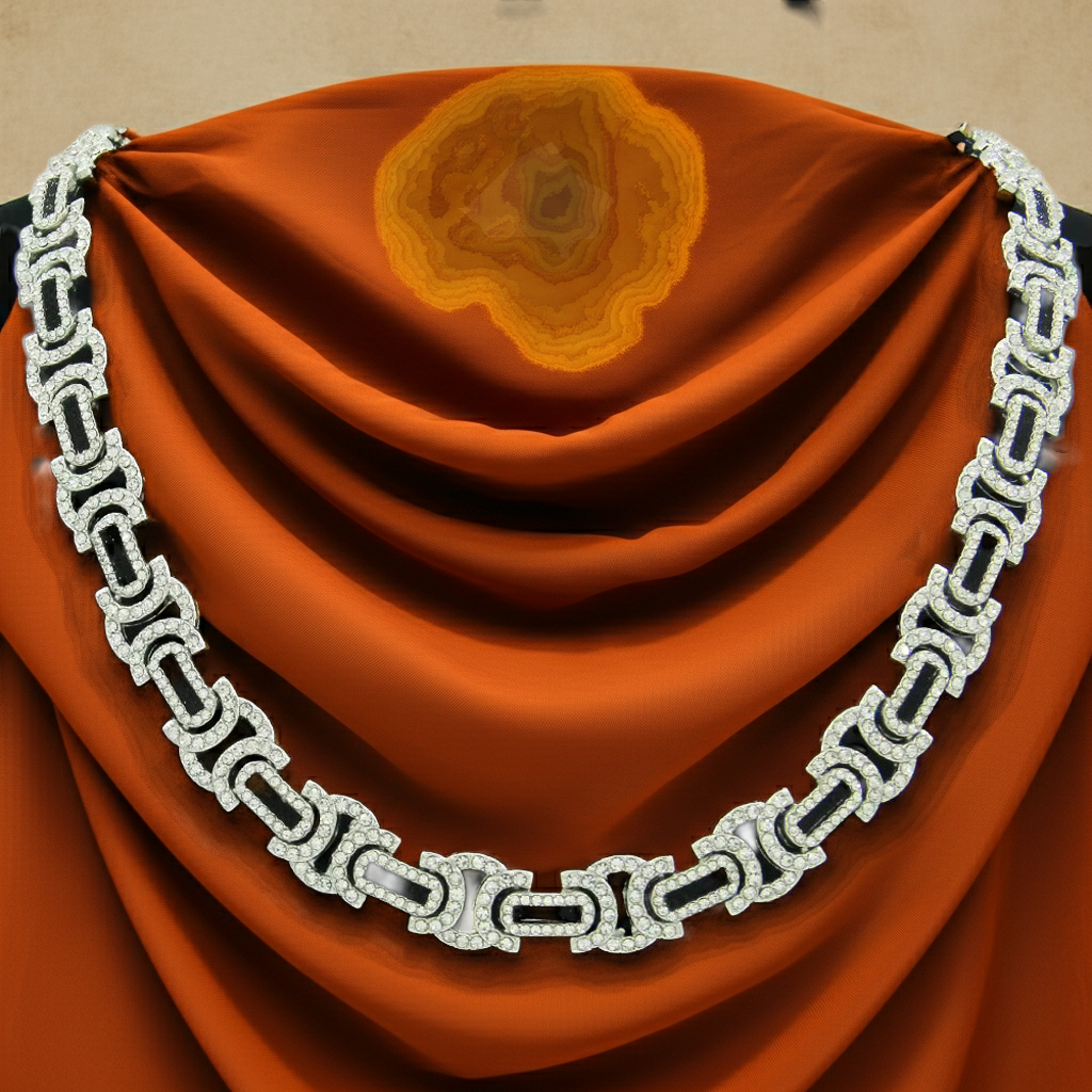Rhinestone Decor Cuban Chain Necklace Necklaces for Men and Woman