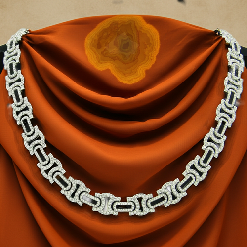 Load image 1 in gallery view. Rhinestone Decor Cuban Chain Necklace Necklaces for Men and Woman
