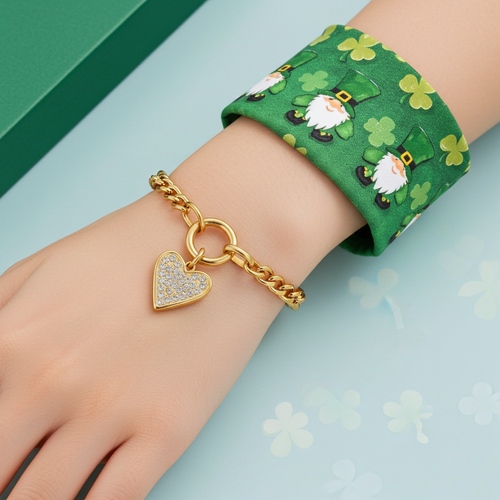 Load image 1 in gallery view. 18K Gold Plated Chain Bracelet with Geometric Zircon Stainless Steel