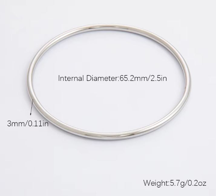 Silver Plated Waterproof  Bangle Bracelets Minimalist Band Fashion Jewelry