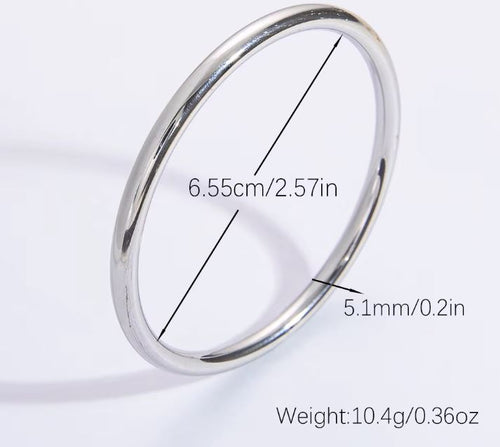 Load image 1 in gallery view. Silver Plated Waterproof  Bangle Bracelets Minimalist Band Fashion Jewelry