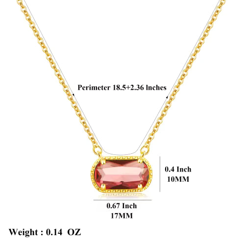 Load image 1 in gallery view. 18k Gold Plated Pendant for Women Girls Ladies Trendy Cute Birth Stone Gemstone Necklace