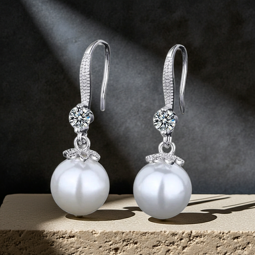 Load image 1 in gallery view. 925 Sterling Silver Natural Pearl Dangle Drop Earrings Gift for Women