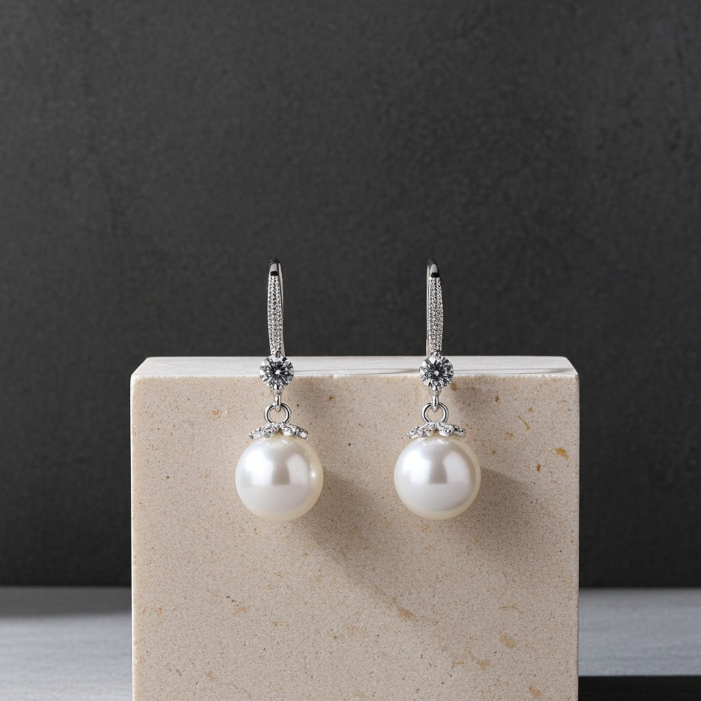 925 Sterling Silver Natural Pearl Dangle Drop Earrings Gift for Women