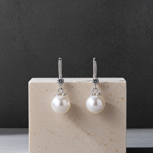 Load image 1 in gallery view. 925 Sterling Silver Natural Pearl Dangle Drop Earrings Gift for Women