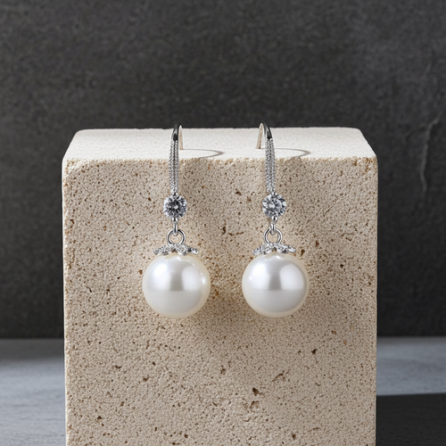 Load image 1 in gallery view. 925 Sterling Silver Natural Pearl Dangle Drop Earrings Gift for Women