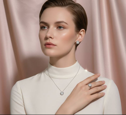 Load image 1 in gallery view. Classic Geometric Shine Square CZ Jewelry Set for Women