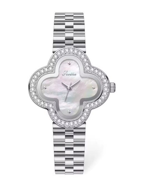 Load image 1 in gallery view. Scottie 9758 Luxury Flower Dial Quartz Watch Stainless Steel Band 20BAR Waterproof
