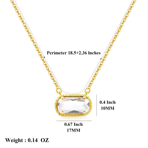18k Gold Plated Pendant for Women Girls Ladies Trendy Cute Birth Stone Gemstone Necklace