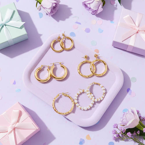 Load image 1 in gallery view. Vintage Gold Hoop Earrings Set for Women Boho Metal Circle Geometric Twist Pearl Dangle Earrings
