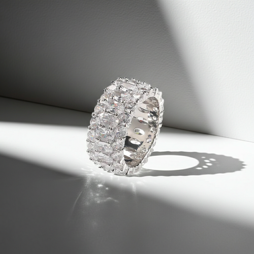 Load image 1 in gallery view. White Zircon Stone Rings Hip Hop Exquisite Diamond Rings for Women Anniversary