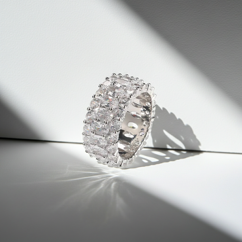 Load image 1 in gallery view. White Zircon Stone Rings Hip Hop Exquisite Diamond Rings for Women Anniversary