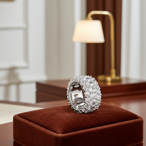 Load image 1 in gallery view. White Zircon Stone Rings Hip Hop Exquisite Diamond Rings for Women Anniversary