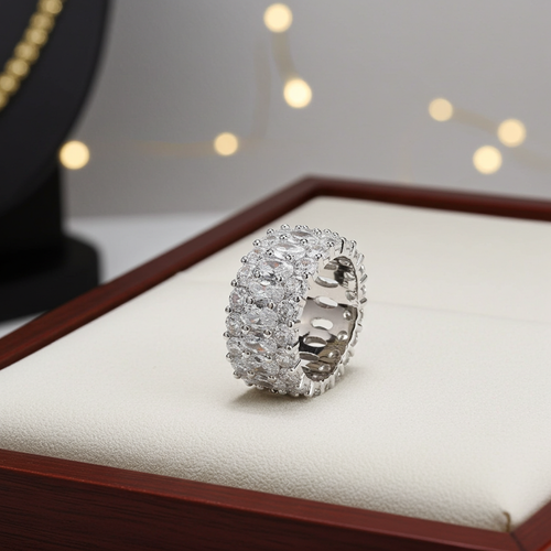 Load image 1 in gallery view. White Zircon Stone Rings Hip Hop Exquisite Diamond Rings for Women Anniversary