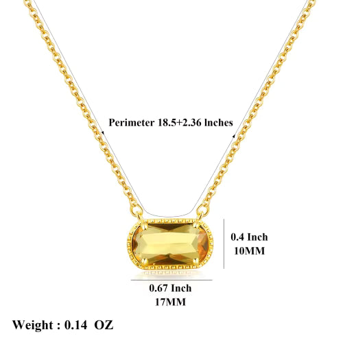 18k Gold Plated Pendant for Women Girls Ladies Trendy Cute Birth Stone Gemstone Necklace